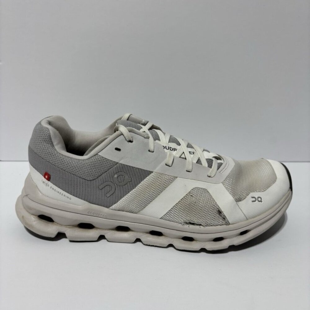 On Women’s Cloudrunner, White/Frost Running Shoes, Size 7 M